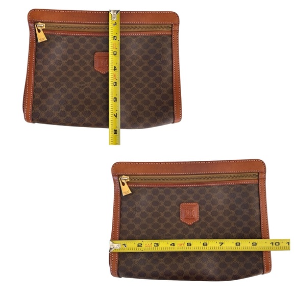 Authentic Celine Brown & Tan Macadam Leather Wristlet Clutch Bag - Picture 12 of 13